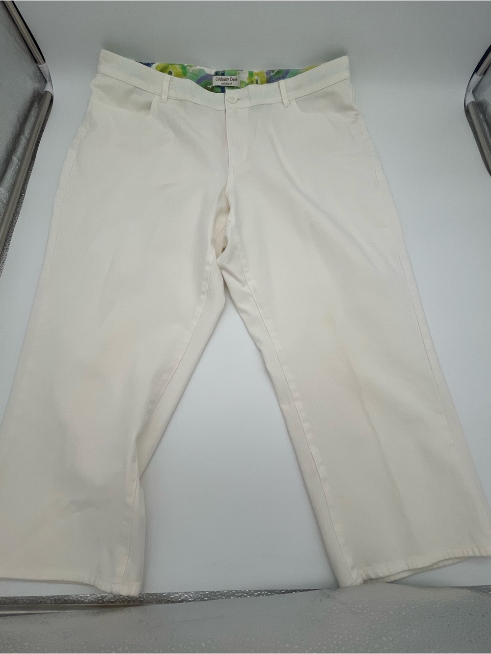 Coldwater Creek Wonen’s Cream Chino soft Capri Pants Sz 16